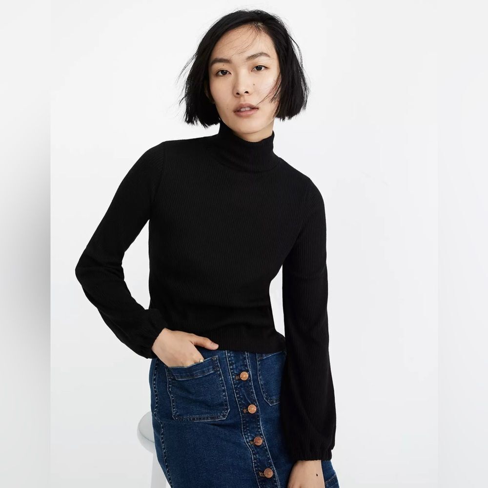 Madewell Black Long Sleeve Turtleneck Top